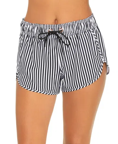 Raisins Juniors' Laguna Striped Board Shorts In Black