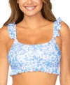 Raisins Juniors Ruffle Trimmed Bikini Top Tied Bottoms In Blue Moon