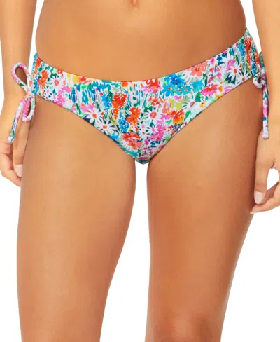 Raisins Juniors' Luna Floral-print Side-tie Bikini Bottoms In Multi