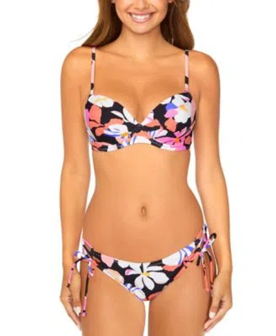 Raisins Juniors Moonshadow Bikini Top Tied Bottoms In Black Multi