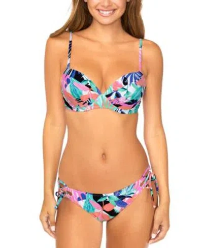 Raisins Juniors Moonshadow Printed Bikini Top Tied Bottoms In White Multi