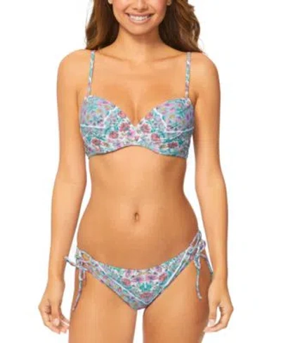 Raisins Juniors Moonshadow Underwire Bikini Top Sweet Side Tie Bikini Bottoms In Blue