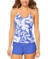 Raisins Juniors Noumea Tankini Top Surf Boy Shorts Swim Bottoms In Blue