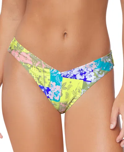 Raisins Juniors' Oahu Printed V-shape Bikini Bottoms In Multi Color