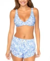 Raisins Juniors Pisces Bikini Top V Waist Bottoms In Blue,white