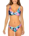Raisins Juniors Moonshadow Printed Bikini Top Tied Bottoms In White Multi