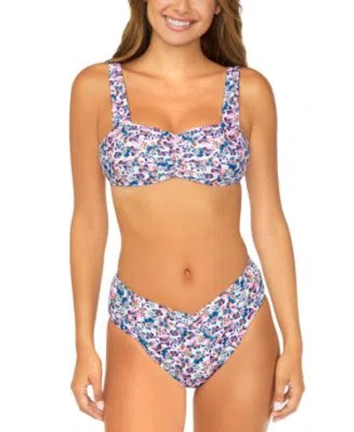 Raisins Juniors Printed Bikini Top V Waist Bottoms In White Multi