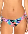 Raisins Juniors' Printed Side-tied Bikini Bottoms In White Multi