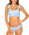 Raisins Juniors Ruffle Trimmed Bikini Top Tied Bottoms In Blue Moon