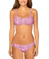 Raisins Juniors Scoop Neck Bikini Top Lowrider Bottoms In Mauve