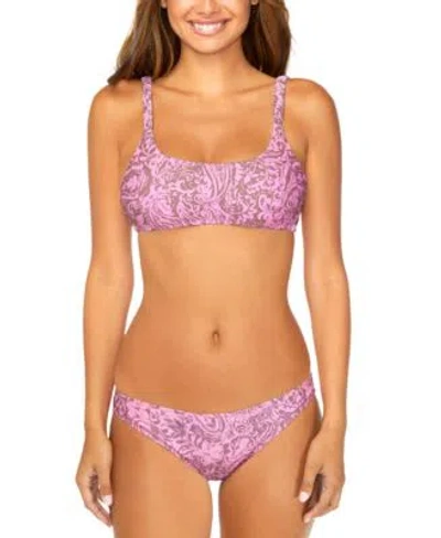 Raisins Juniors Scoop Neck Bikini Top Lowrider Bottoms In Mauve