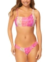 Raisins Juniors Shine On Convertible One Shoulder Bikini Top Sunday Ruched Side Bikini Bottoms In Multi