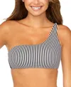 Raisins Juniors Striped Asymmetric Bikini Top Luna Bottoms In Black
