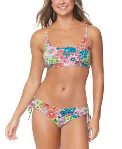 Raisins Juniors Summer Floral Print Bikini Top Luna Bikini Bottoms In Multi Color