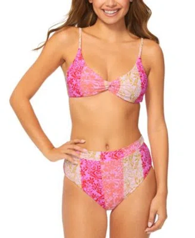 Raisins Juniors Twisty Bikini Top Tropics High Rise Bikini Bottoms In Multi
