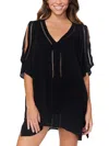 Raisins Juniors Womens Summer Shirt Cover-up In Blue