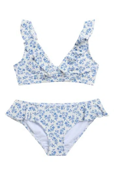 Raisins Kids' Cannes Do Piqué Two-piece Swimsuit In Blue
