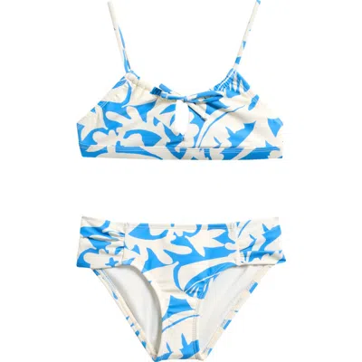 Raisins Kids' Floral Soul Ruffle Two-piece Swimsuit In Blue