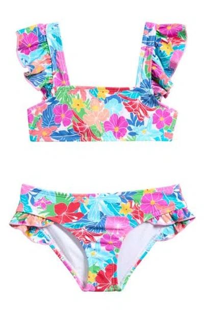 Raisins Kids' Hawaiian Floral Two-piece Swimsuit In Multi