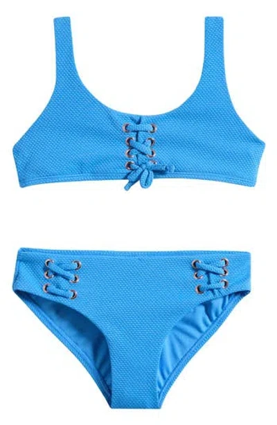 Raisins Kids' Newport Lace-up Two-piece Swimsuit In Blue