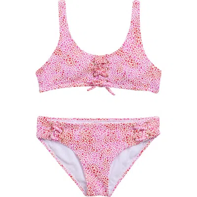 Raisins Kids' Newport Piqué Two-piece Swimsuit In Pink