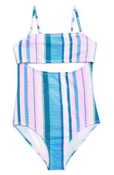 Raisins Kids' Stripe Zee One-piece Swimsuit In Blue Multi