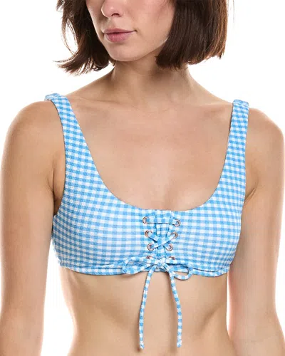 Raisins Lace Up Swim Top In Blue