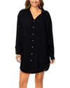 Raisins Playa Button Up Cover-up In Black
