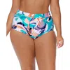 Raisins Plus Womens Printed High-waist Swim Bottom Separates In Blue