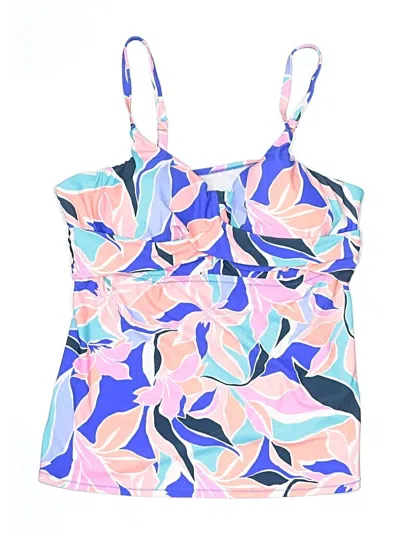 Pre-owned Raisins Swimsuit Top Blue Print Pattern Swimwear