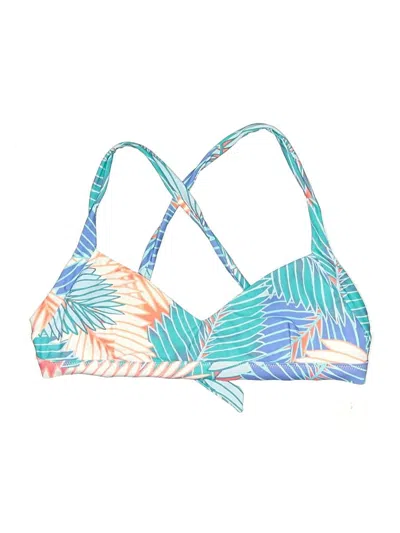 Pre-owned Raisins Swimsuit Top Blue Tropical Pattern Swimwear