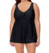 RAISINS TRANQUILO SOLID LUCIA SWIM DRESS IN BLACK