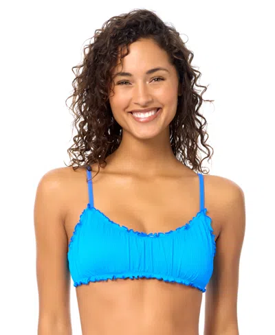 Raisins Womens Harlow Scoop Neck Swim Bikini Top Eli High Waist Swim Bottoms In Blue