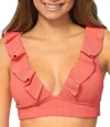 Raisins Juniors Cannes Ruffled Bikini Top Cabo Bottoms In Gold