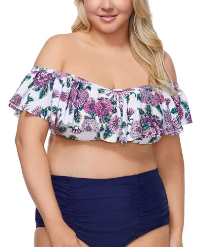 Raisins Women's Trendy Flounce Bikini Top In Wild Romance In Multi