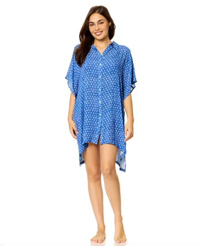 Raisins Women's Vacay Button Front Cover-up Dress In Blue