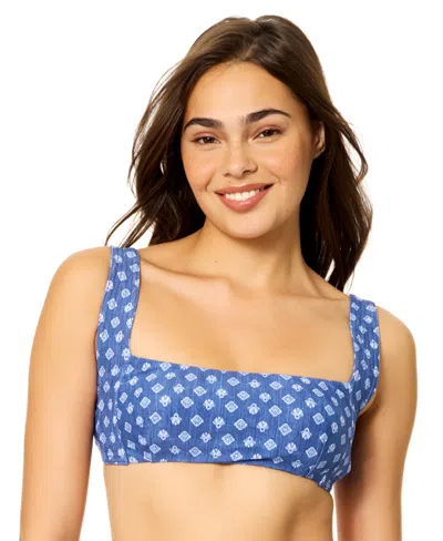 Raisins Women's West Coast Square Neck Swim Bikini Top In Blue