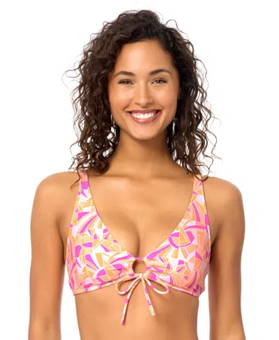 Raisins Women's West-side V-neck Swim Bikini Top In Multi