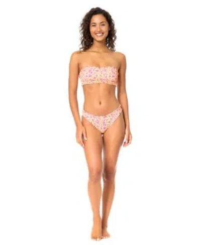 Raisins Womens Bandeau Neck Printed Swim Bikini Top Eli Printed Pull On Swim Bottoms In Yellow