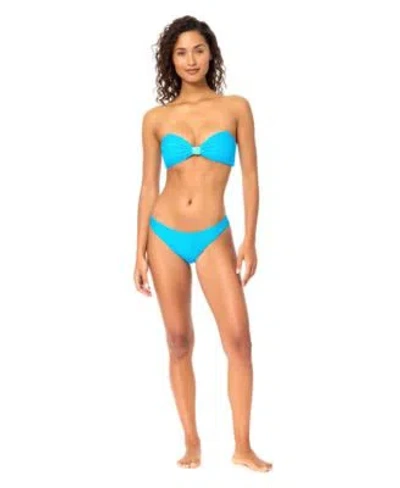 Raisins Womens Biscayne Bandeau Neck Swim Bikini Top Fiora Pull On Swim Bottoms In Blue
