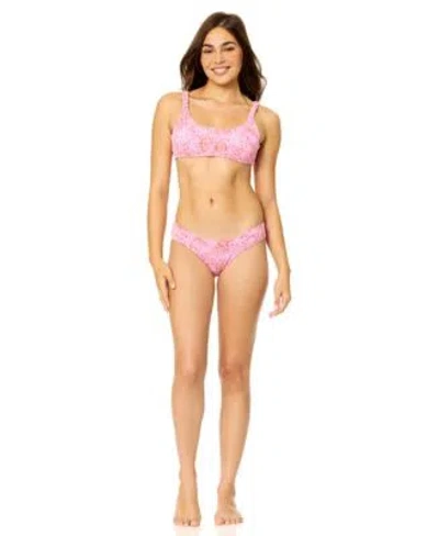 Raisins Womens Golden Bikini Top Bottoms In Red