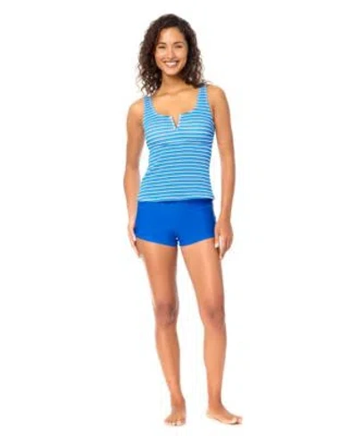 Raisins Womens Negril Stripe Tankini Top Surf Swim Short Bottoms In Multi
