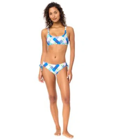 Raisins Womens Printed Scoop Neck Swim Bikini Top Oahu Printed Pull On Swim Bottoms In Blue