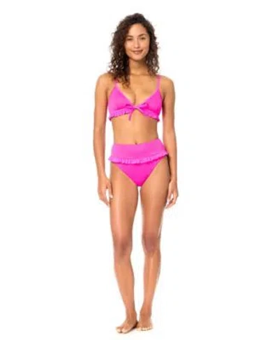 Raisins Womens Shaye V Neck Swim Bikini Top High Waist Swim Bottoms In Multi