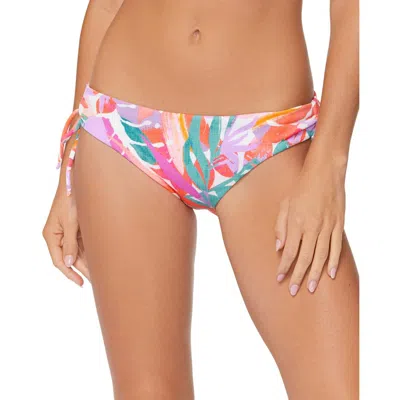 Raisins Womens Side Tie Printed Swim Bottom Separates In White