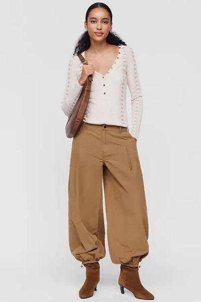 Raisonnel 100% Cotton Balloon Jogger Pants In Beige