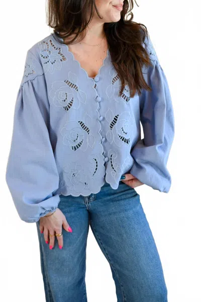 Raisonnel Alder Street Cutout Blouse In Bluebell