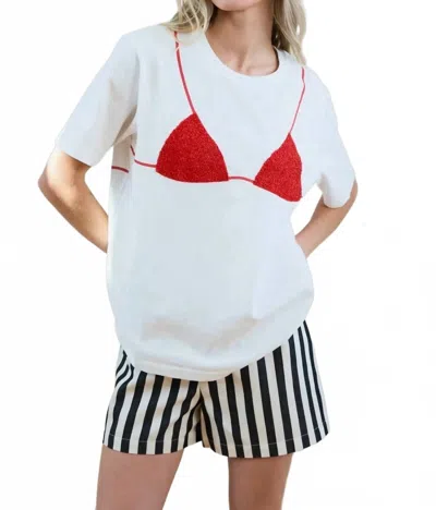 Raisonnel Beach Club Tee In White/red In Multi
