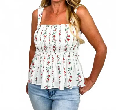 Raisonnel Blooming Rose City Cotton Tank Top In White