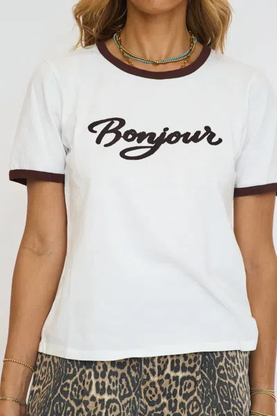 Raisonnel Bonjour Contrast Ringer Tee In White